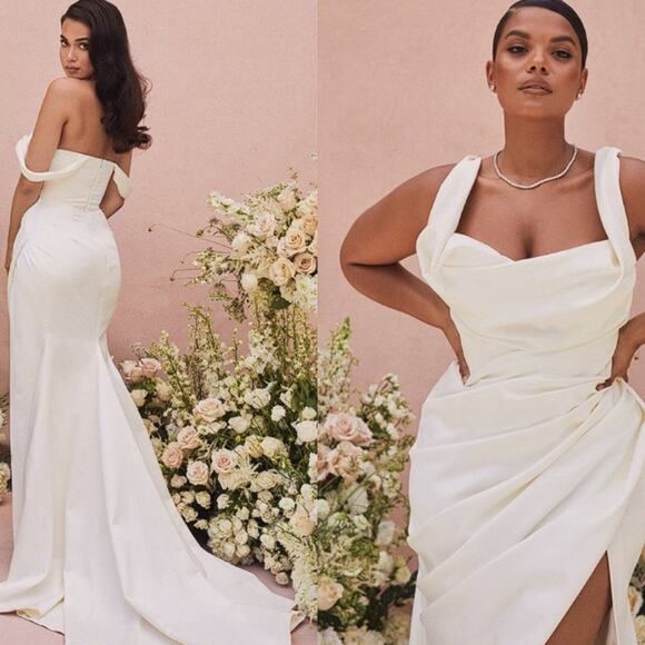 HOUSE OF CB 'Delphine' Ivory Draped Corset Bridal Gown Size S Small NWOT - Picture 8 of 16